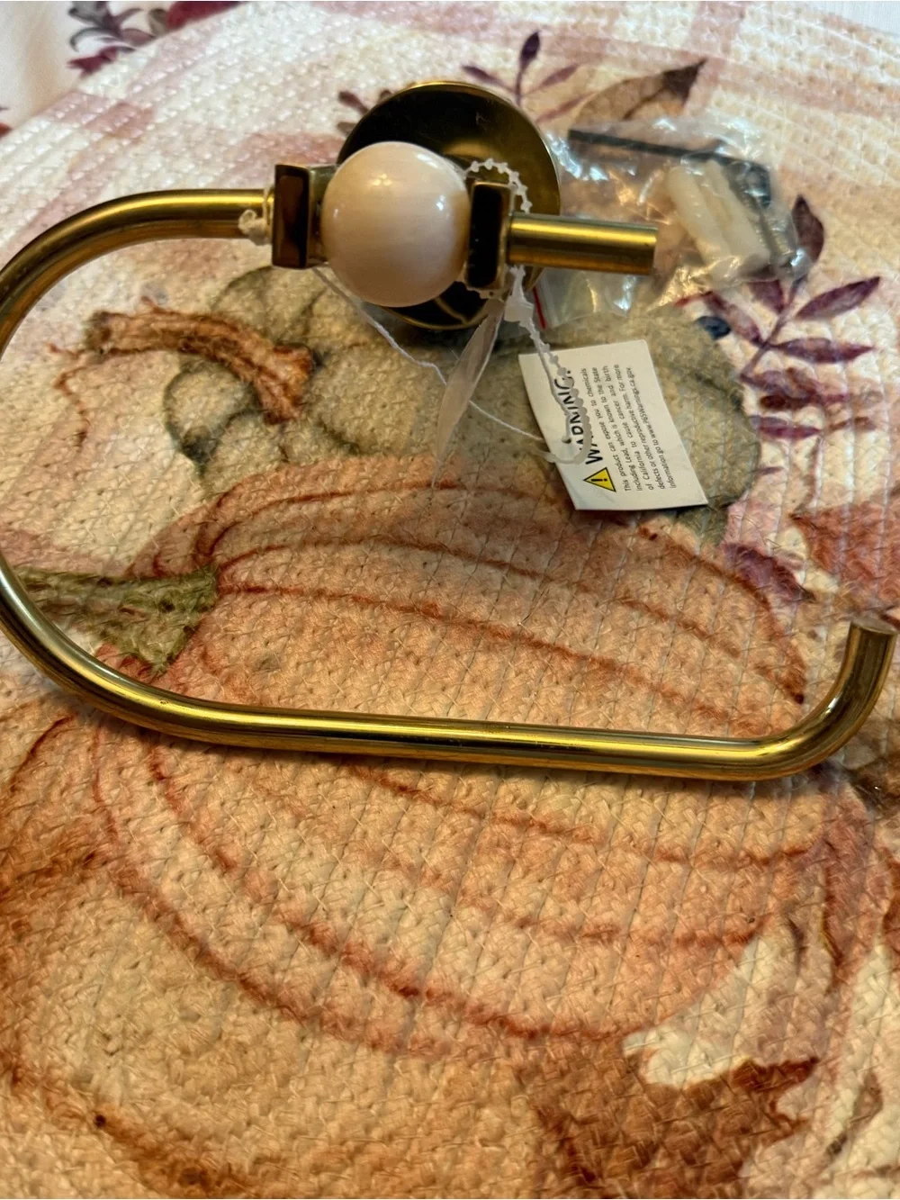 Anthropologie Elodie Brass Toilet Paper Ring with White Marble Accent